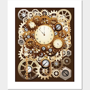 Steampunk Clocks and Gears Vintage Style Posters and Art